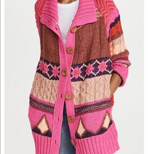 Free people Argyle Smile Cardigan in link punch color